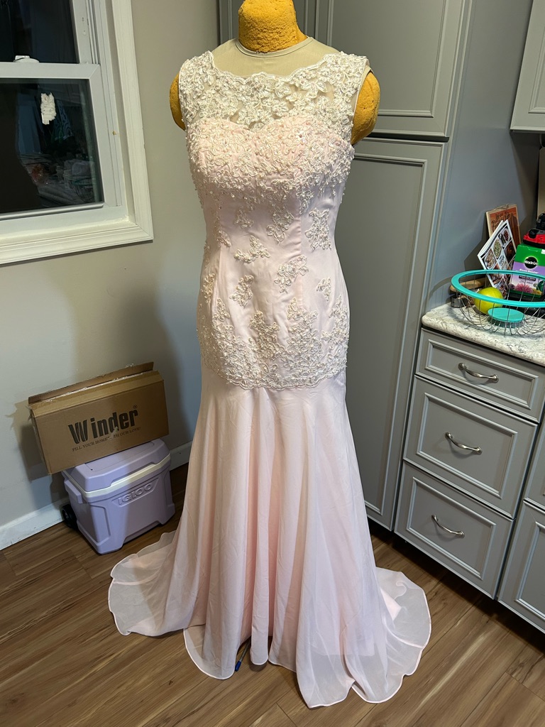 Hebeos Elegant Lace-Appliqu Evening Formal Gown In Light Pink Wedding